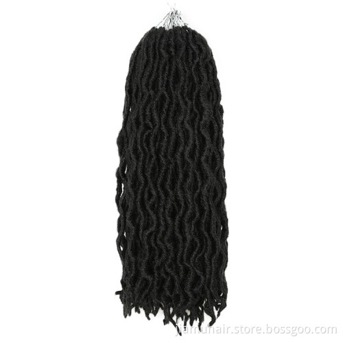 Synthetic Gypsy Locs Hair Extension Braids Ombre Color Wavy Curly Crochet Brais Hair Goddess Locs Hair Wholesale